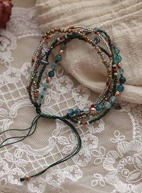 彩色串珠手环饰品女波西米亚民族风手链小众复古手工编织手环手绳