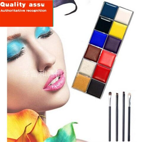 极速12 colors face painting paint make up guide rainbow kit