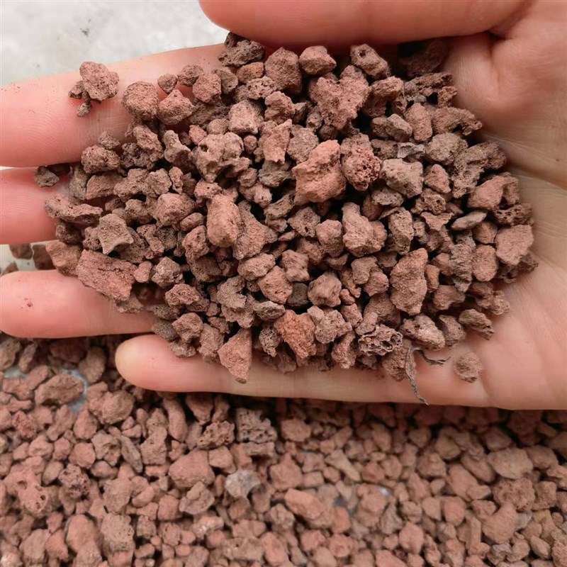 火山岩颗粒10-20mm水草缸底牀专用砂红色火山岩园艺铺面土 过滤砂