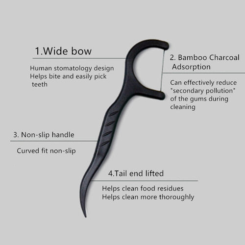 极速Fine bamboo charcoal wire floss dental floss stick 50 bo