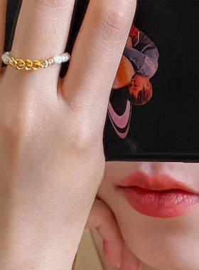 Chain Pearl Ring for Women Temperament Simple Gold Color