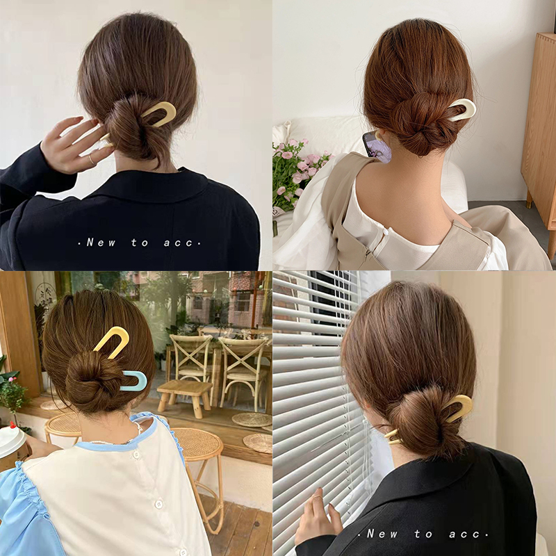 Fashion Candy Color Hair Sticks for Women Shell Hair Clip Pi