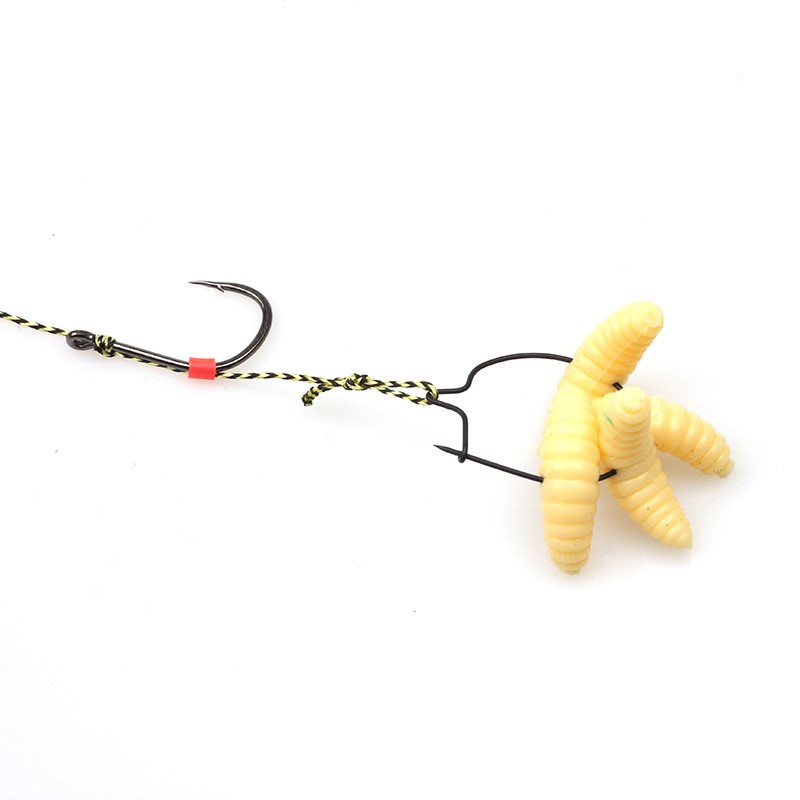 20PCS New Carp Fishing Maggot Clip Fishing Bait Ring Hooks B