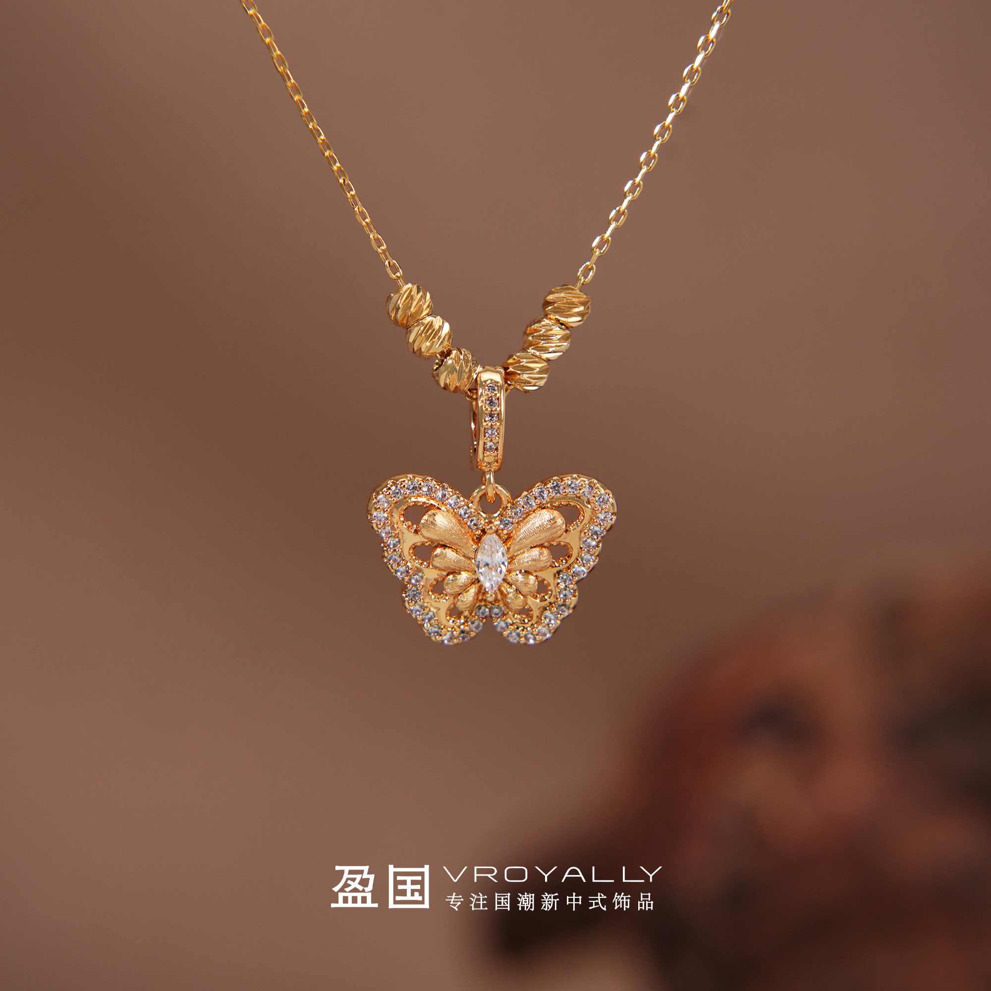 金色蝴蝶轻奢锁骨链百搭