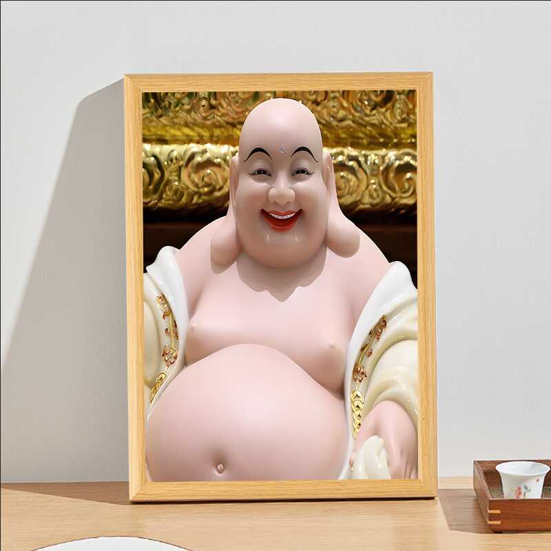 定制大肚弥勒佛菩萨画像佛像装饰挂画净土弥勒工艺摆台供奉摆件