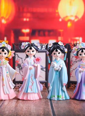 国潮风梦里花未眠古风美女摆件桌面展示柜装饰品精美小礼品