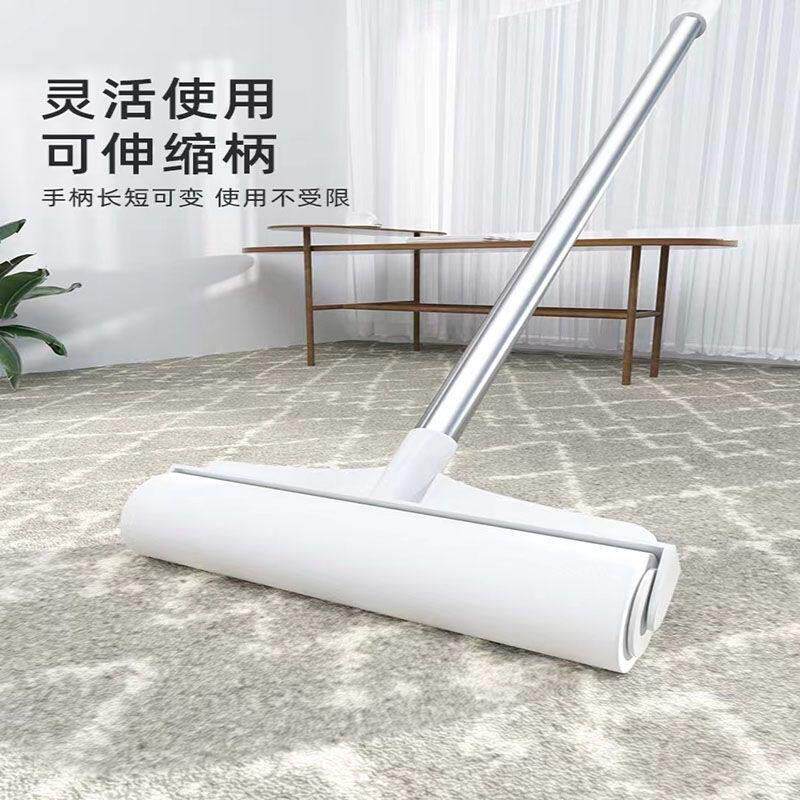 长柄24CM加大伸缩粘毛器滚刷纸粘尘拖把 除尘滚筒可撕式粘毛器