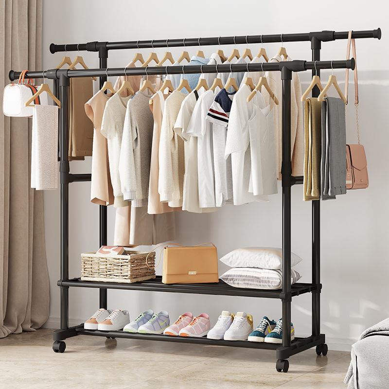 晾衣架落地伸缩晒衣架家用卧室单杆室内挂衣架简易阳台挂衣服架子