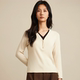 内搭上衣小衫 秋冬新款 修身 T恤打底衫 M666 慕斯羊绒女假两件V领长袖