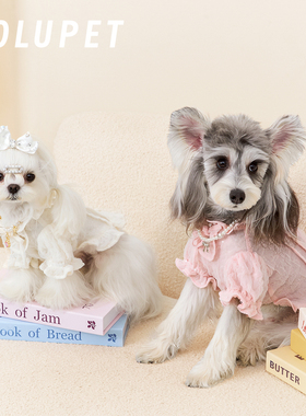 MOLU PET狗狗裙子公主贵妇透气飞袖薄款珠片背心小型犬马尔济斯