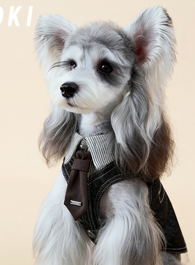 KOKI宠物服装马甲牛仔衬衫秋冬新款复古中小型犬西高地雪纳瑞