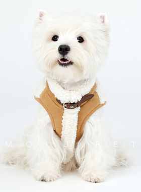 KOKI狗狗棉服秋冬加厚保暖麂皮皮毛一体马甲中小型犬比熊泰迪