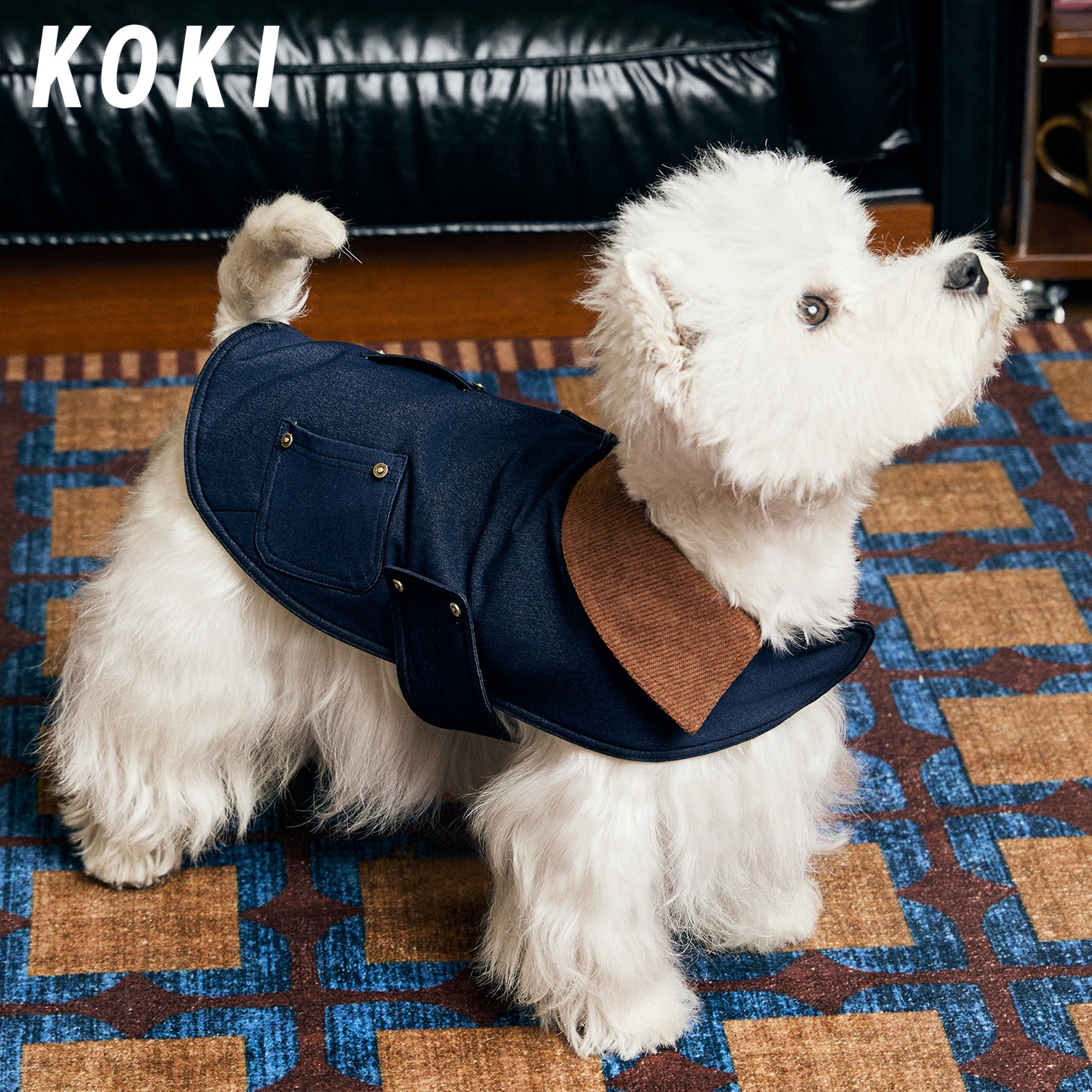 KOKI宠物棉服秋冬斗篷披风英伦中古保暖防风牛仔披肩中小型西高地