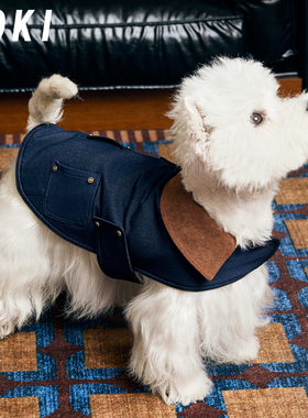 KOKI宠物棉服秋冬斗篷披风英伦中古保暖防风牛仔披肩中小型西高地