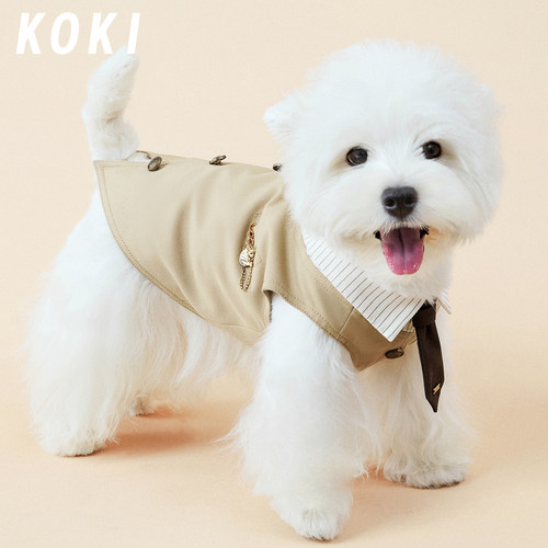 KOKI宠物服装马甲牛仔衬衫秋冬新款复古中小型犬西高地雪纳瑞