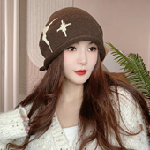 2025新款 卷边帽子女堆堆帽秋冬保暖护耳洋气百搭包头帽针织毛线帽