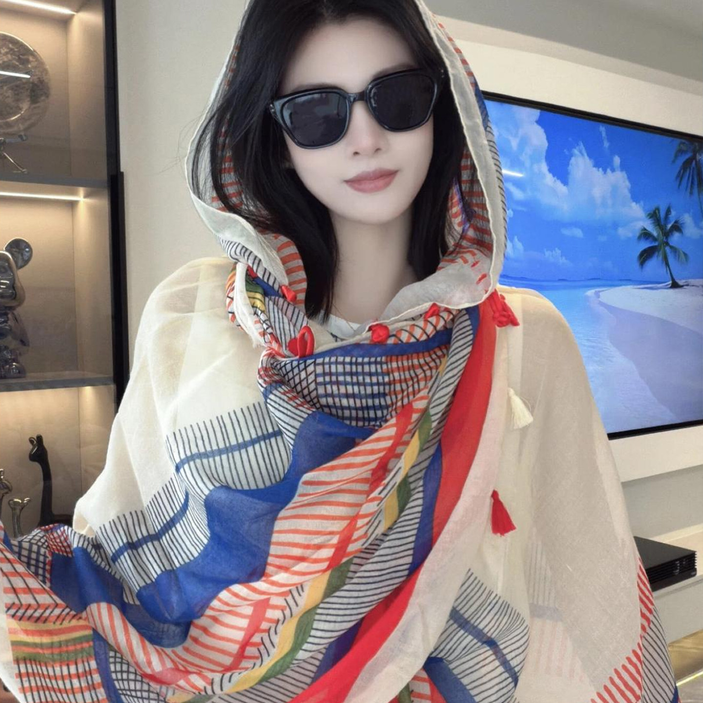 夏季薄款披肩女外搭多功能新疆海边旅游穿搭民族风盘扣防晒斗篷女