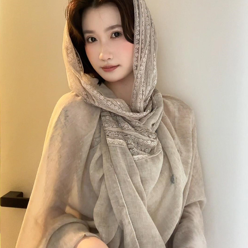 度假风防晒大披肩女外搭空调房夏季旅游2026新款高级感薄款丝巾女