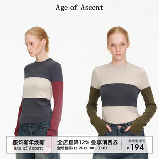 套造型感修身 Age 复古撞色拼接袖 Ascent 显瘦发热绒圆领内搭