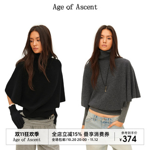 Age of Ascent 26支绵羊毛翻领斗篷罩衫蝙蝠袖毛衣