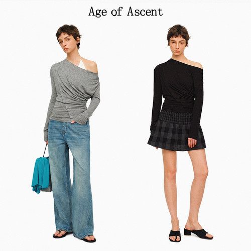 AgeofAscent斜肩显瘦打底T恤