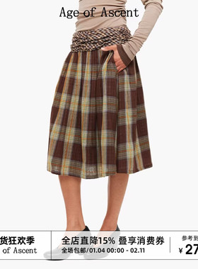 Age of Ascent 复古格纹拼接中长伞裙