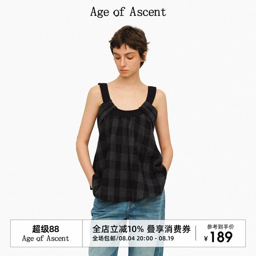 AgeofAscent黑灰格纹吊带上衣