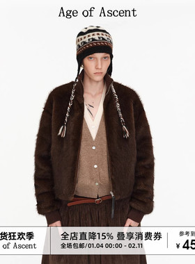 Age of Ascent 环保水貂顺毛绒感拼接罗纹领抗风保暖廓系毛外套