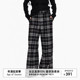 Ascent 冬季 Age 50羊毛复古质感格纹宽松阔腿格子直筒休闲裤 女