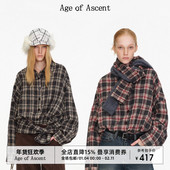 Ascent 复古回溯圣诞氛围皱感羊毛经典 Age 格纹廓系穿搭衬衫