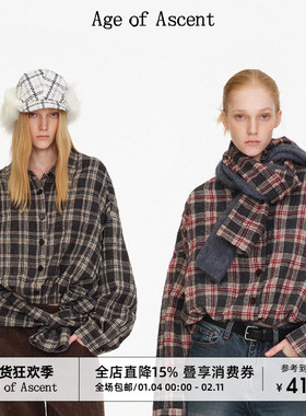 Age of Ascent 复古回溯圣诞氛围皱感羊毛经典格纹廓系穿搭衬衫