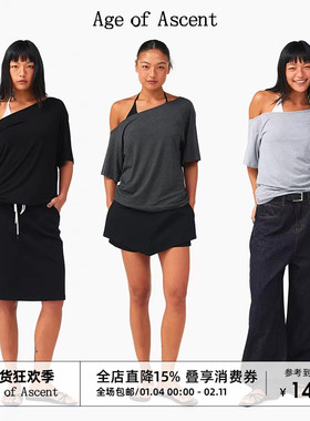 Age of Ascent 慵懒感斜肩短袖散步露肩短袖T恤女设计感小众上衣