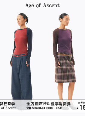 Age of Ascent 经典回溯复古主义插肩袖撞色暖阳绒显瘦针织打底