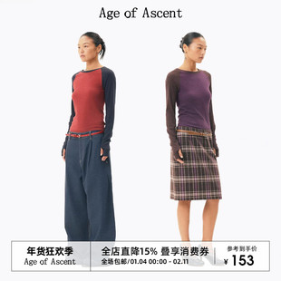 Age of Ascent 经典回溯复古主义插肩袖撞色暖阳绒显瘦针织打底