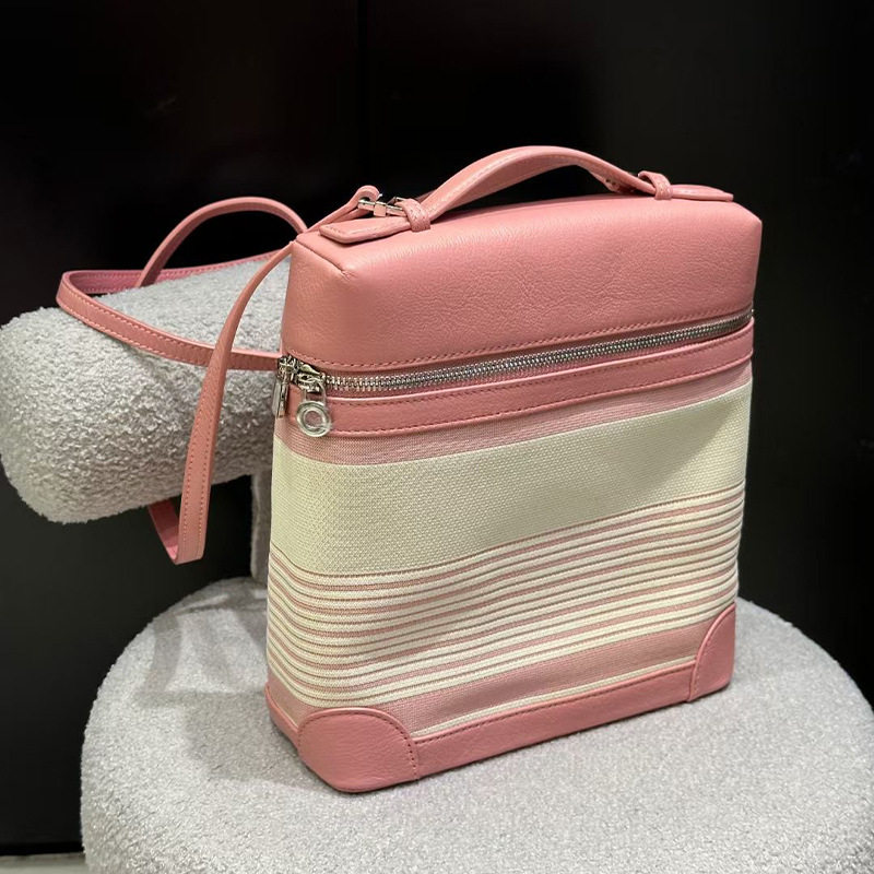 LP条纹真皮凯莉牛皮背包