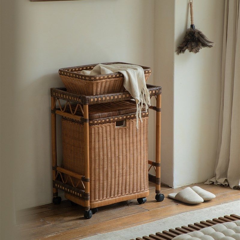 柏树 Wabi-mSabi覆古风格藤储物车移动边桌客厅卧室抽屉储物架,住宅家具,移动边几/推车,淘宝优惠券,粉丝福利购,淘宝优惠卷