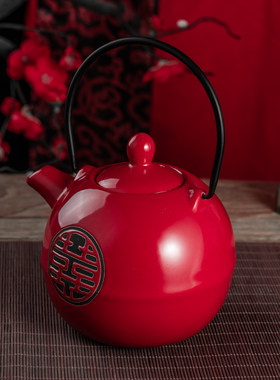 结婚陶瓷改口杯红色茶o具套装婚庆用品大全新婚回礼物双喜敬茶杯