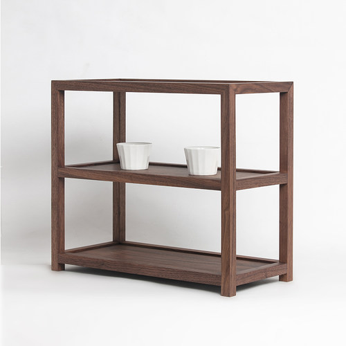 黑胡桃木实木茶水l架茶空间日式茶杯茶具陈列博古架桌面收纳展示