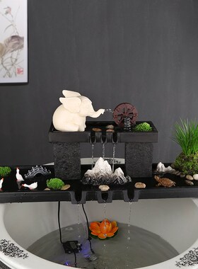 古法养鱼造景套餐流n水器循环水帮浦室外庭院子石槽假山流水摆件