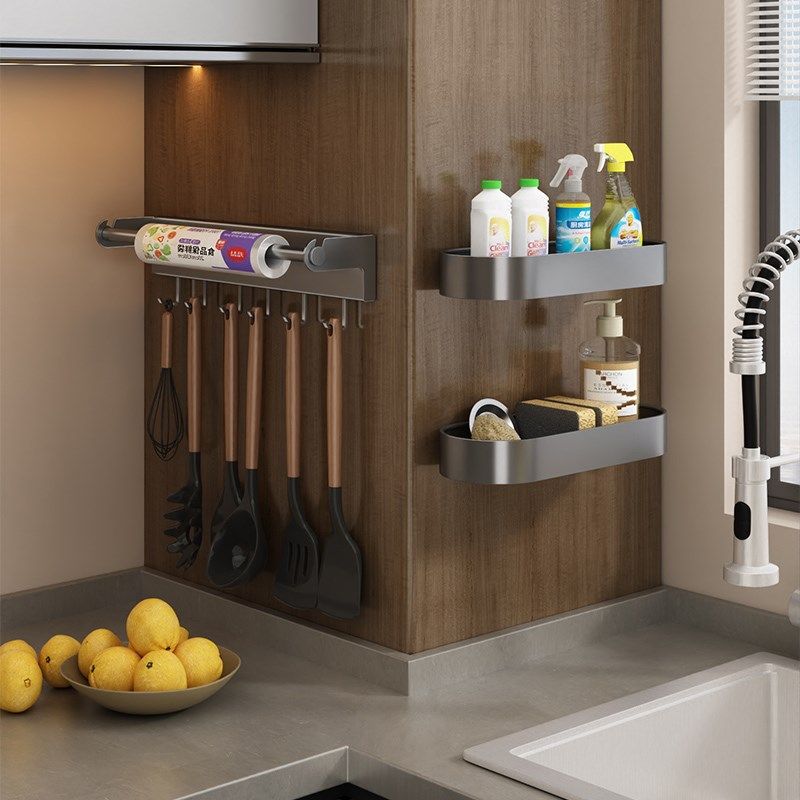 厨房挂钩可移动免打孔锅铲勺子厨具D挂架保鲜膜壁挂多功能收纳架,厨房/烹饪用具,厨房置物架/置物柜/角架,淘宝优惠券,粉丝福利购,淘宝优惠卷