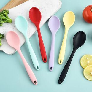 食品级硅胶汤匙小汤勺吃饭勺搅拌调羹硅胶勺耐高温小密匙更家用