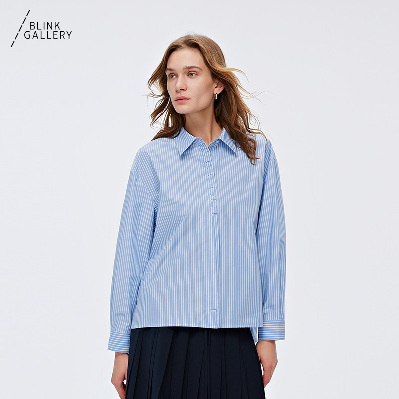 BLINK/ 「春日胶囊」门襟穿绳造型条纹衬衫百搭休闲长袖,女装/女士精品,衬衫,淘宝优惠券,粉丝福利购,淘宝优惠卷