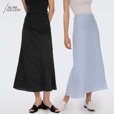 BLINK/日本压褶肌理面料斜裁A字显瘦半裙长裙重工夏