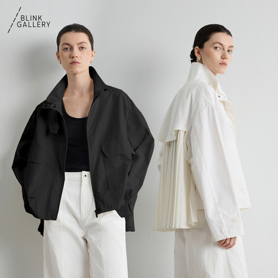 BLINK/ 女装后背压褶短外套女士工装感风琴上衣设计感百搭简约