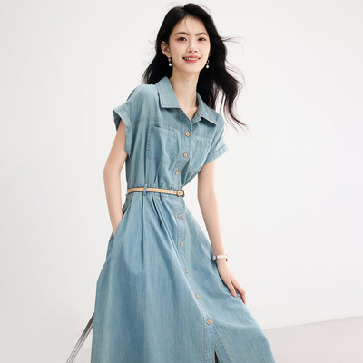 SeRinaBlue中长款女牛仔连衣裙