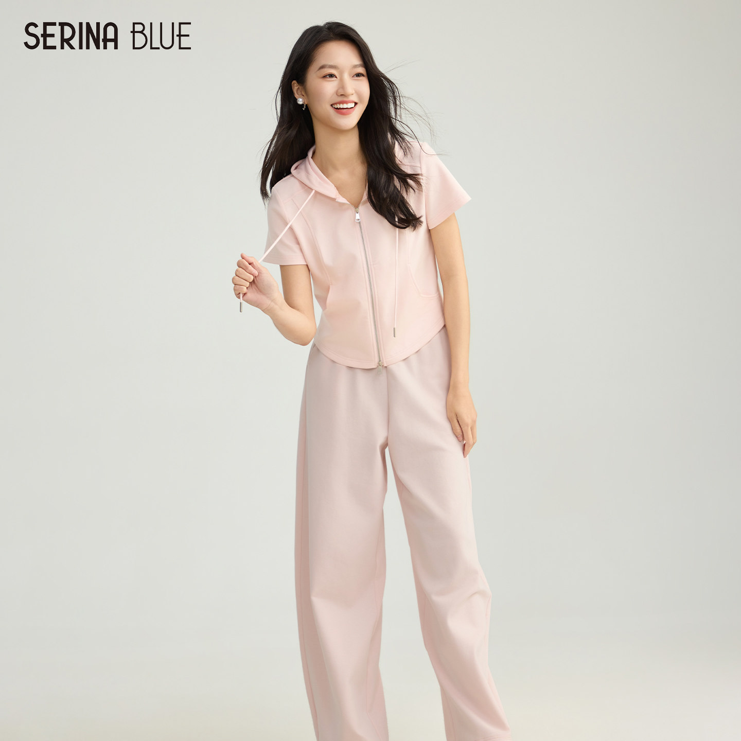 【低至2.6折】SeRina Blue商场同款2026新款女短袖卫衣运动裤套装