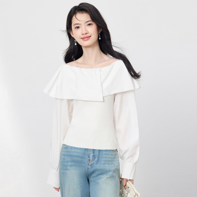 SeRinaBlue荷叶边女士针织衫