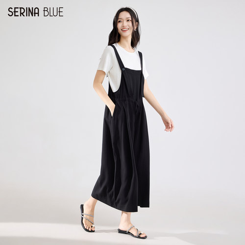 SeRinaBlueT恤背带裙女士两件套