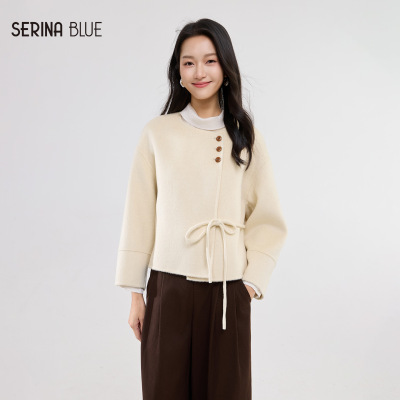 SeRinaBlue羊毛短款女士双面尼