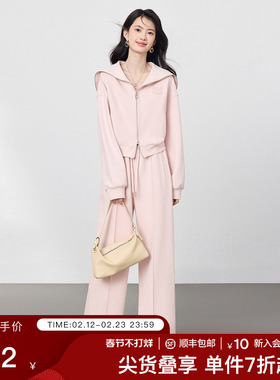 SeRinaBlue2026年春季新款海军领运动风卫衣休闲裤套装女士两件套